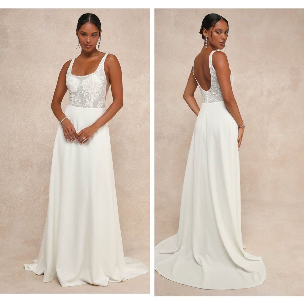 Lulu's Elegant White Wedding Dress